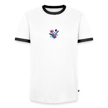Flowers Bouquet Purple Plant Plants - Men's Ringer Shirt - white/black - Front - AI Model Female 172 light (172cm) & AI Model Male 178 dark (178cm)