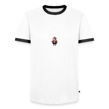 Galaktischer Eisaffe - Männer Kontrast-T-Shirt - Weiß/Schwarz - Vorne - AI Model Female 172 light (172cm) & AI Model Male 178 dark (178cm)