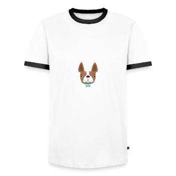 Hund - Männer Kontrast-T-Shirt - Weiß/Schwarz - Vorne - AI Model Female 172 light (172cm) & AI Model Male 178 dark (178cm)