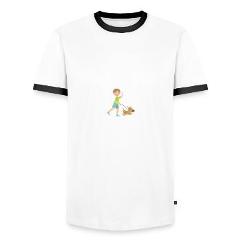 Hund - Männer Kontrast-T-Shirt - Weiß/Schwarz - Vorne - AI Model Female 172 light (172cm) & AI Model Male 178 dark (178cm)