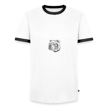 Hund - Männer Kontrast-T-Shirt - Weiß/Schwarz - Vorne - AI Model Female 172 light (172cm) & AI Model Male 178 dark (178cm)