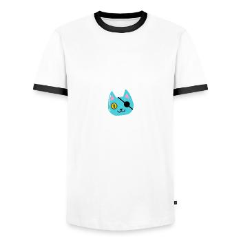 Katze - Männer Kontrast-T-Shirt - Weiß/Schwarz - Vorne - AI Model Female 172 light (172cm) & AI Model Male 178 dark (178cm)