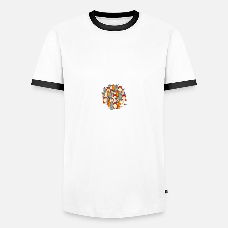 Katzen - Männer Kontrast-T-Shirt - Weiß/Schwarz