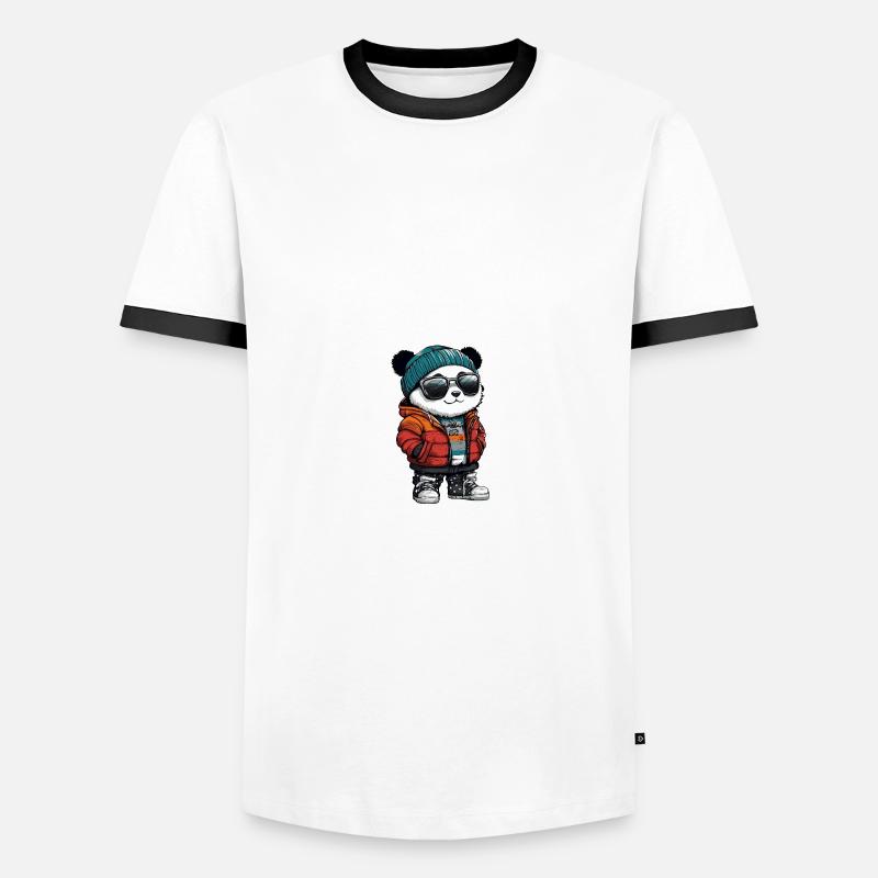 Panda Winter Comic - Men's Ringer Shirt - white/black