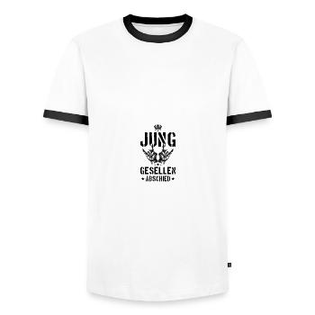 Junggesellenabschied Party Team Jga - Männer Kontrast-T-Shirt - Weiß/Schwarz - Vorne - AI Model Female 172 light (172cm) & AI Model Male 178 dark (178cm)