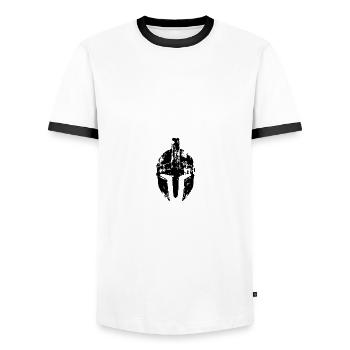 Spartaner Helm Symbol Gladiator - Männer Kontrast-T-Shirt - Weiß/Schwarz - Vorne - AI Model Female 172 light (172cm) & AI Model Male 178 dark (178cm)