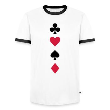 Poker, skat, jeu de cartes - T-shirt contrasté Homme - blanc/noir - Devant - AI Model Female 172 light (172cm) & AI Model Male 178 dark (178cm)