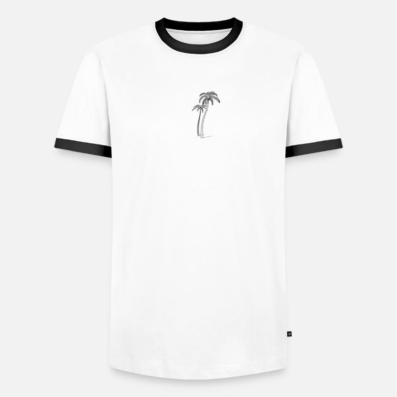 Palm trees with coconut - Men's Ringer Shirt - white/black