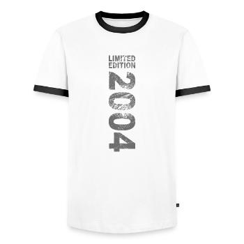 20. Geburtstag 20 Jahre 2004 - Männer Kontrast-T-Shirt - Weiß/Schwarz - Vorne - AI Model Female 172 light (172cm) & AI Model Male 178 dark (178cm)