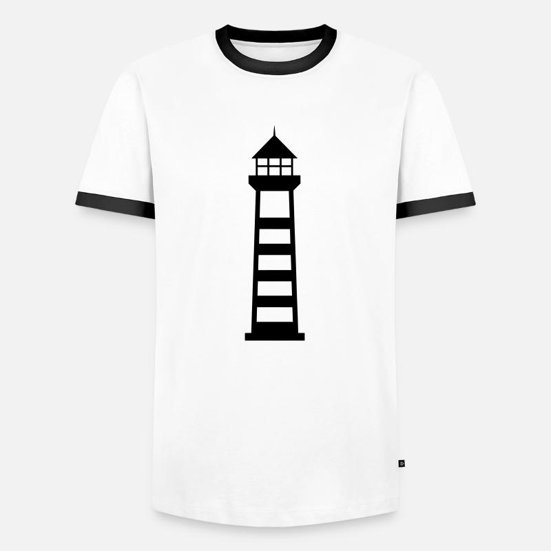 Leuchtturm - Männer Kontrast-T-Shirt - Weiß/Schwarz
