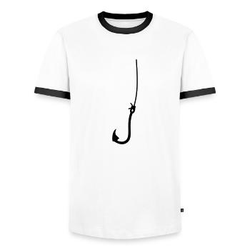 Angelhaken / fish hook (1c) - Männer Kontrast-T-Shirt - Weiß/Schwarz - Vorne - AI Model Female 172 light (172cm) & AI Model Male 178 dark (178cm)