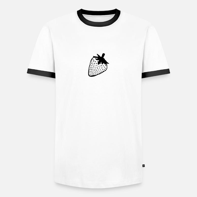 Erdbeere - Männer Kontrast-T-Shirt - Weiß/Schwarz