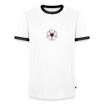 Jesus - Men's Ringer Shirt - white/black - Front - AI Model Female 172 light (172cm) & AI Model Male 178 dark (178cm)