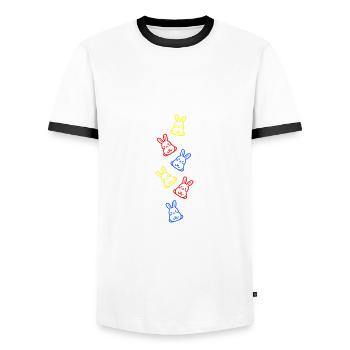 Hase Bunt Osterhase Symbol Ostern - Männer Kontrast-T-Shirt - Weiß/Schwarz - Vorne - AI Model Female 172 light (172cm) & AI Model Male 178 dark (178cm)