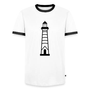 Lighthouse - Men's Ringer Shirt - white/black - Front - AI Model Female 172 light (172cm) & AI Model Male 178 dark (178cm)