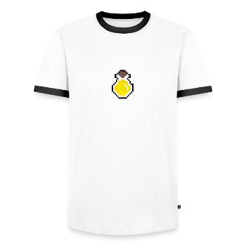 Potion yellow pixels - Men's Ringer Shirt - white/black - Front - AI Model Female 172 light (172cm) & AI Model Male 178 dark (178cm)