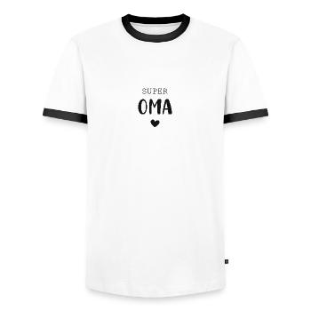 Super Oma mit Herz - Männer Kontrast-T-Shirt - Weiß/Schwarz - Vorne - AI Model Female 172 light (172cm) & AI Model Male 178 dark (178cm)