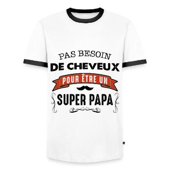 Super papa chauve Cadeau homme sans cheveux - T-shirt contrasté Homme - blanc/noir - Devant - AI Model Female 172 light (172cm) & AI Model Male 178 dark (178cm)