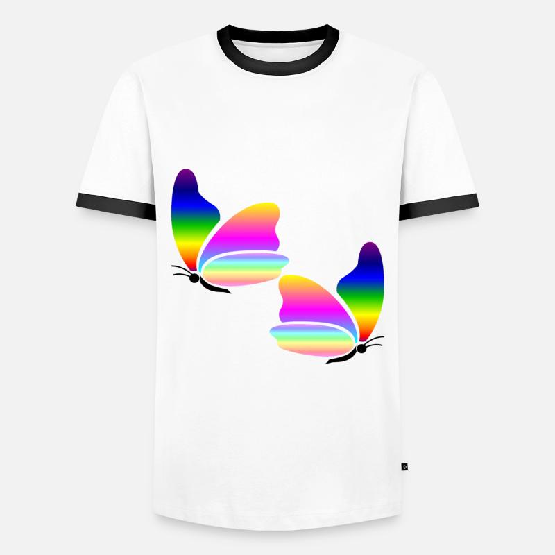 Rainbow Butterfly - Men's Ringer Shirt - white/black