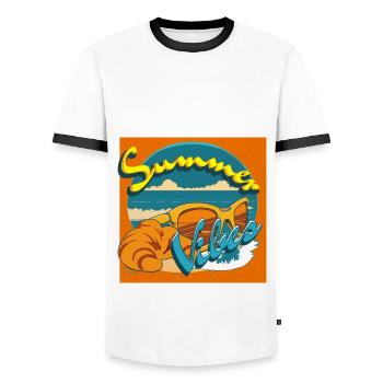 Summer vibes Retro style - Men's Ringer Shirt - white/black - Front - AI Model Female 172 light (172cm) & AI Model Male 178 dark (178cm)
