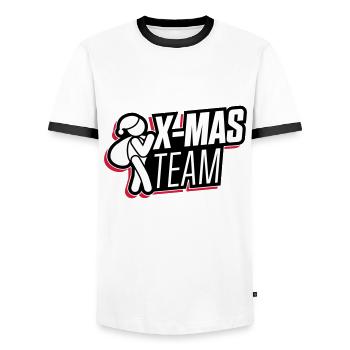 christmas xmas team christmas - Men's Ringer Shirt - white/black - Front - AI Model Female 172 light (172cm) & AI Model Male 178 dark (178cm)
