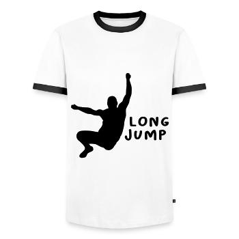 Cadeau de conception de saut en longueur - T-shirt contrasté Homme - blanc/noir - Devant - AI Model Female 172 light (172cm) & AI Model Male 178 dark (178cm)