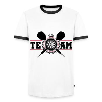 darts fléchettes fléchettes de fléchettes équipe - T-shirt contrasté Homme - blanc/noir - Devant - AI Model Female 172 light (172cm) & AI Model Male 178 dark (178cm)