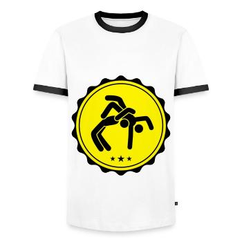 Lutte lutte - T-shirt contrasté Homme - blanc/noir - Devant - AI Model Female 172 light (172cm) & AI Model Male 178 dark (178cm)