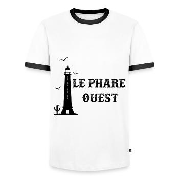 Bretagne Phare breton - T-shirt contrasté Homme - blanc/noir - Devant - AI Model Female 172 light (172cm) & AI Model Male 178 dark (178cm)