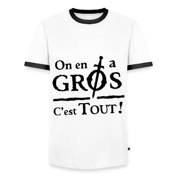 On en a Gros, c'est tout ! - T-shirt contrasté Homme - blanc/noir - Devant - AI Model Female 172 light (172cm) & AI Model Male 178 dark (178cm)