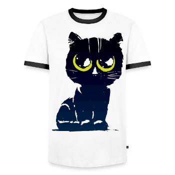 Black Cat 2 - T-shirt contrasté Homme - blanc/noir - Devant - AI Model Female 172 light (172cm) & AI Model Male 178 dark (178cm)