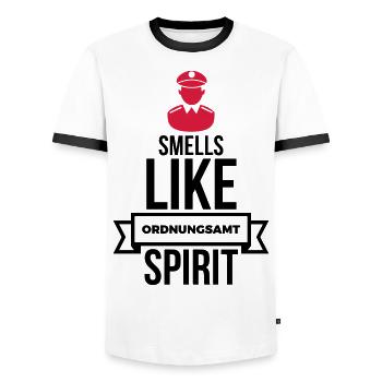 Smells Like Ordnungsamt Spirit - Men's Ringer Shirt - white/black - Front - AI Model Female 172 light (172cm) & AI Model Male 178 dark (178cm)