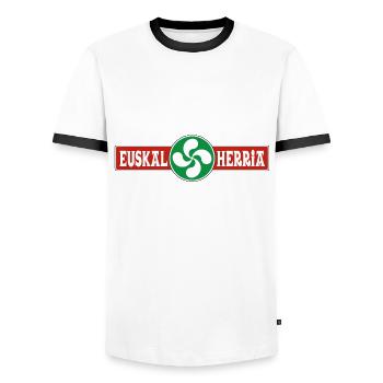 Basque Country logo - Men's Ringer Shirt - white/black - Front - AI Model Female 172 light (172cm) & AI Model Male 178 dark (178cm)