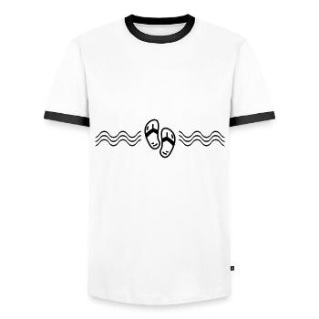 flip flops symbol welle - Männer Kontrast-T-Shirt - Weiß/Schwarz - Vorne - AI Model Female 172 light (172cm) & AI Model Male 178 dark (178cm)