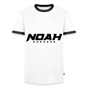 nom de noé - T-shirt contrasté Homme - blanc/noir - Devant - AI Model Female 172 light (172cm) & AI Model Male 178 dark (178cm)