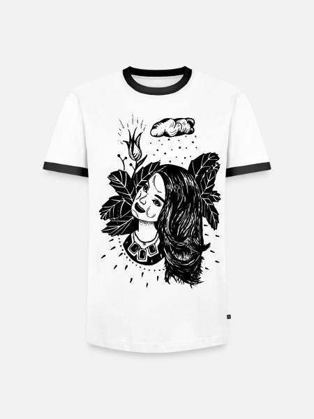 Frau Halskette - Männer Kontrast-T-Shirt - Weiß/Schwarz