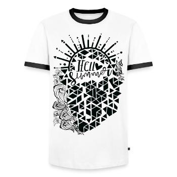 Hello Summer - Men's Ringer Shirt - white/black - Front - AI Model Female 172 light (172cm) & AI Model Male 178 dark (178cm)