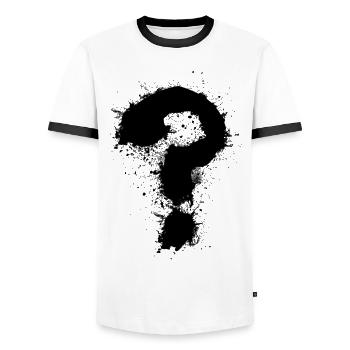 Question mark - Men's Ringer Shirt - white/black - Front - AI Model Female 172 light (172cm) & AI Model Male 178 dark (178cm)