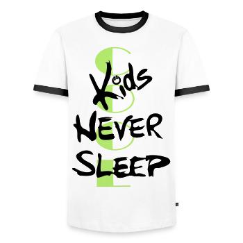 les enfants cool ne dorment jamais - T-shirt contrasté Homme - blanc/noir - Devant - AI Model Female 172 light (172cm) & AI Model Male 178 dark (178cm)