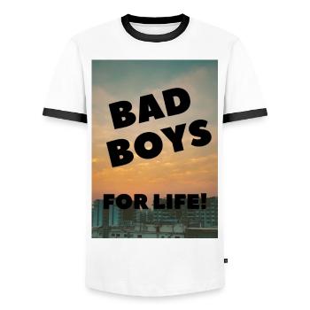 Bad Boys, for life - Männer Kontrast-T-Shirt - Weiß/Schwarz - Vorne - AI Model Female 172 light (172cm) & AI Model Male 178 dark (178cm)