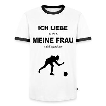 Kegeln Kegelbahn Kegelverein Kugel neun Kegel Club - Männer Kontrast-T-Shirt - Weiß/Schwarz - Vorne - AI Model Female 172 light (172cm) & AI Model Male 178 dark (178cm)