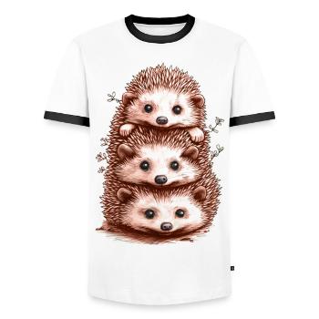 Lustige Igel - Männer Kontrast-T-Shirt - Weiß/Schwarz - Vorne - AI Model Female 172 light (172cm) & AI Model Male 178 dark (178cm)