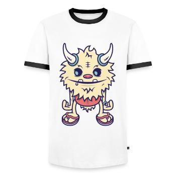 Desert Island Monster - Men's Ringer Shirt - white/black - Front - AI Model Female 172 light (172cm) & AI Model Male 178 dark (178cm)