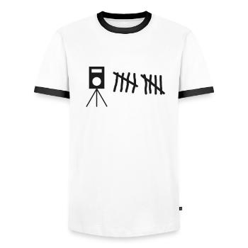 Speed Camera Highway Speed Tire Tuning - Men's Ringer Shirt - white/black - Front - AI Model Female 172 light (172cm) & AI Model Male 178 dark (178cm)