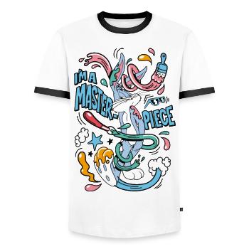 Looney Tunes Bugs Bunny Spruch - Männer Kontrast-T-Shirt - Weiß/Schwarz - Vorne - AI Model Female 172 light (172cm) & AI Model Male 178 dark (178cm)