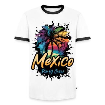 Vacances de l’équipage de la fête au Mexique - T-shirt contrasté Homme - blanc/noir - Devant - AI Model Female 172 light (172cm) & AI Model Male 178 dark (178cm)