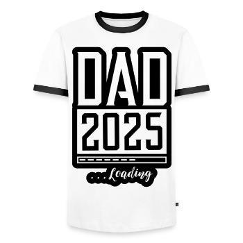 Dad 2025 Loading Papa - Men's Ringer Shirt - white/black - Front - AI Model Female 172 light (172cm) & AI Model Male 178 dark (178cm)