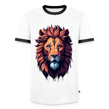 Lion illustration - Men's Ringer Shirt - white/black - Front - AI Model Female 172 light (172cm) & AI Model Male 178 dark (178cm)