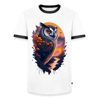Beautiful owl - Men's Ringer Shirt - white/black - Front - AI Model Female 172 light (172cm) & AI Model Male 178 dark (178cm)