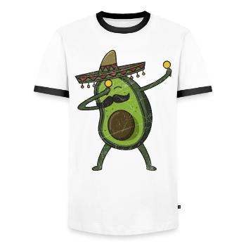 Avocado - Dab Pose - Dabbing - Geschenk - Männer Kontrast-T-Shirt - Weiß/Schwarz - Vorne - AI Model Female 172 light (172cm) & AI Model Male 178 dark (178cm)